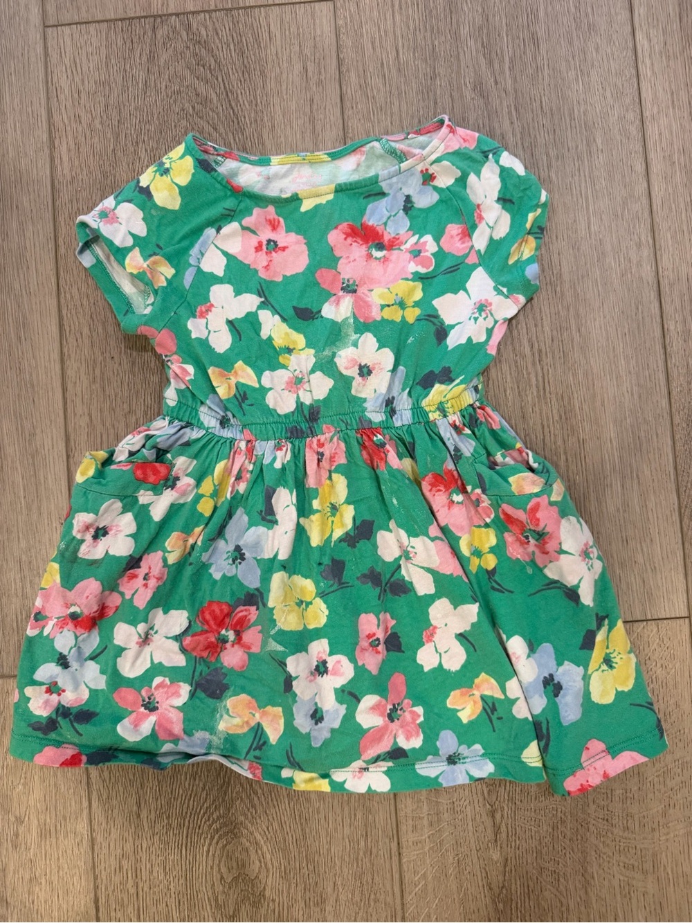 Joules Bright Green Floral Short Sleeve Play Dress